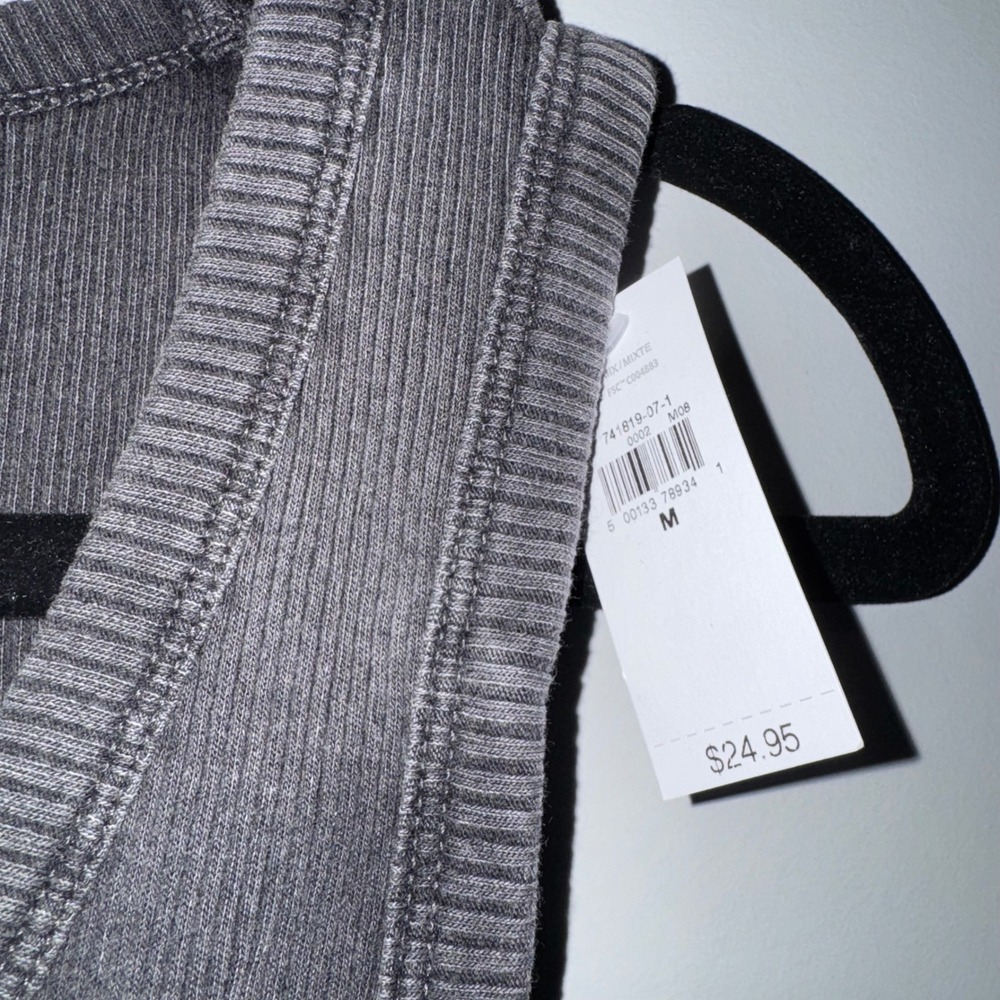 Gap Womens Ribbed Scoop Neck Tank Top Charcoal Gray Mineral Wash Size M - Picture 3 of 5